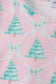 Pink christmas tree ruffle pajama set