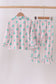 Pink christmas tree ruffle pajama set