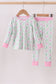 Pink christmas tree bamboo pajama set