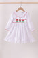 White wreath smocked ruffle dress