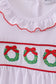White wreath smocked ruffle dress