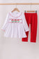 White wreath smocked ruffle pants set