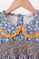Navy floral smocked ruffle pants set