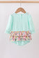 Blue bow floral applique ruffle bubble