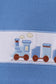 Blue train smocked top
