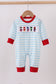 Blue character embroidery stripe romper