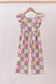 Yellow floral checkered ruffle jumpsuit