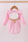 Pink cotton applique gingham 2pc set