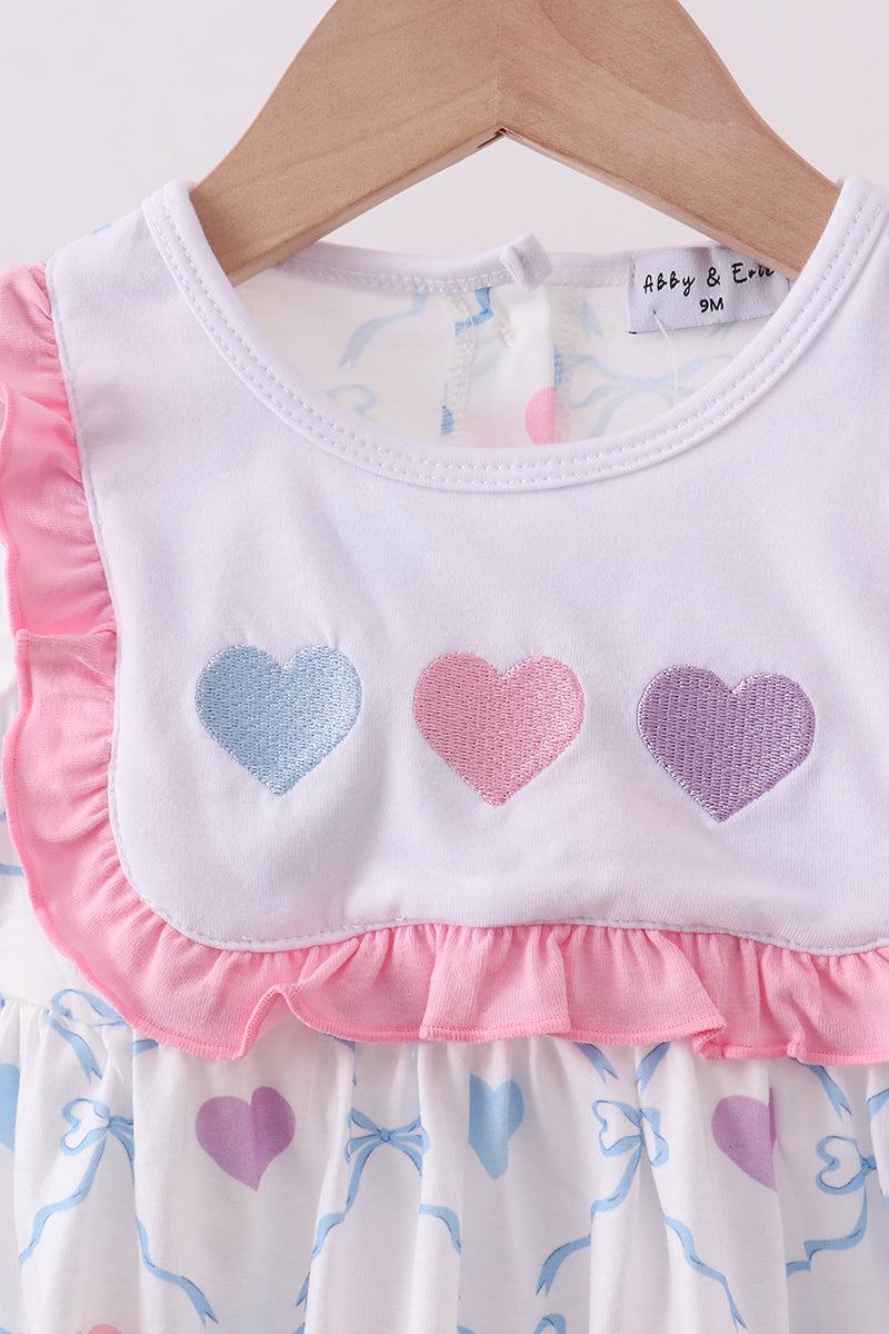 Multicolored heart smocked bloomer set