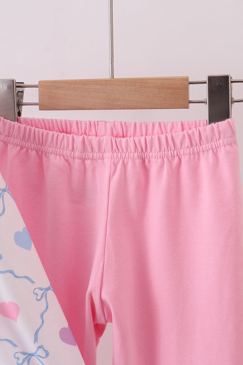 Multicolored heart smocked ruffle pants set