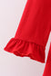 Red bow applique ruffle pants set