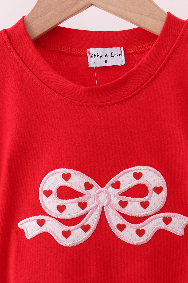 Red bow applique mom&me top