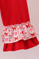 Red heart bow smocked ruffle pants set