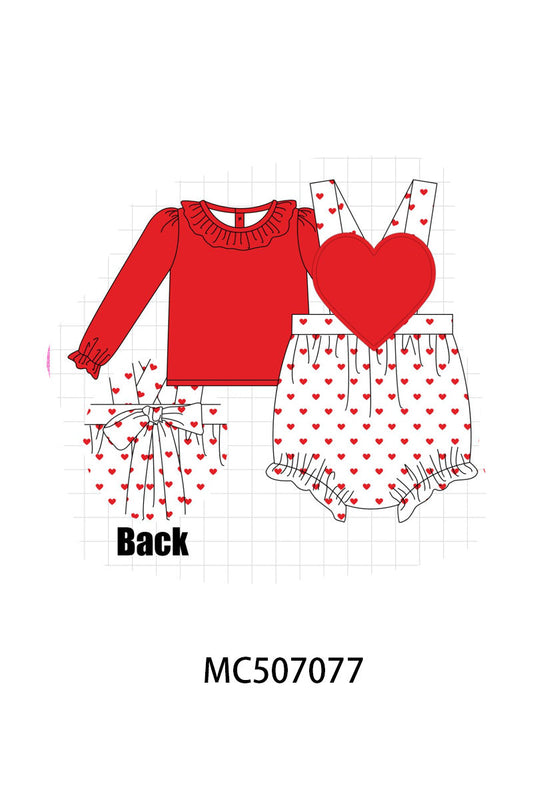 Red heart applique bubble set