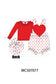 Red heart applique bubble set