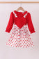 Red heart applique ruffle 2pc set