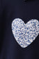 Navy heart floral applique hoodie
