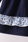 Navy heart floral applique ruffle pants set