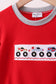 Red vehicle embroidery top