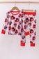 Red character heart print bamboo pajama pants set