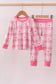 Pink heart checkered bamboo pajama pants set