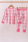 Pink heart checkered bamboo pajama pants set