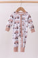 Khaki crane bamboo pajama zipper romper