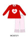 Red heart bow applique ruffle pants set
