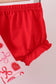 Red heart bow print bloomer set