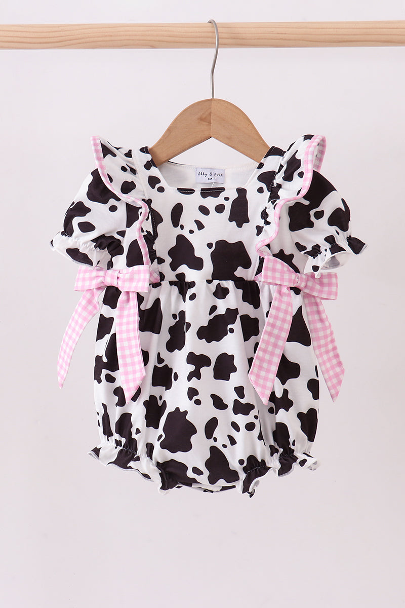 Black cow bow ruffle bubble