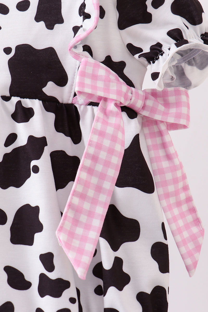 Black cow bow ruffle bubble