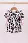 Black cow bow ruffle bubble