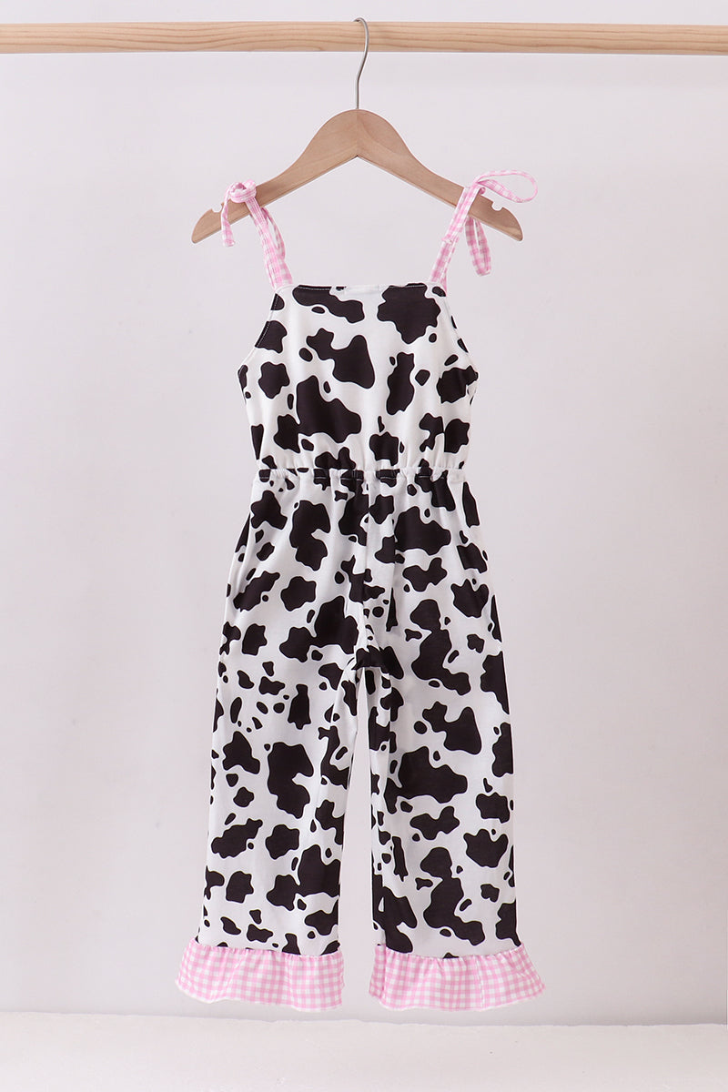 Black cow bow jumpsuit