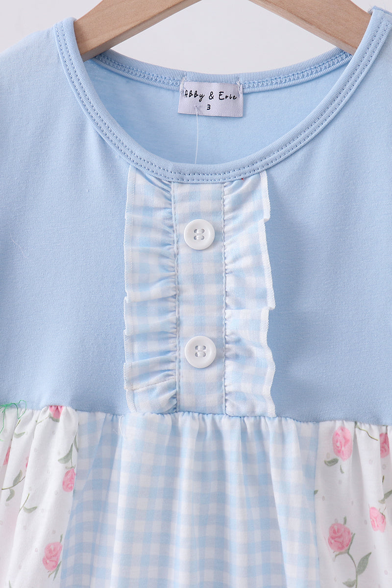 Blue floral ruffle dress