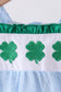 Blue clover embroidery swiss dot bubble