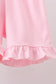 Pink clover bow embroidery shorts set