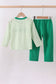 Green clover french knot stripe pants set