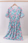 Blue I love MOMMY embroidery women dress