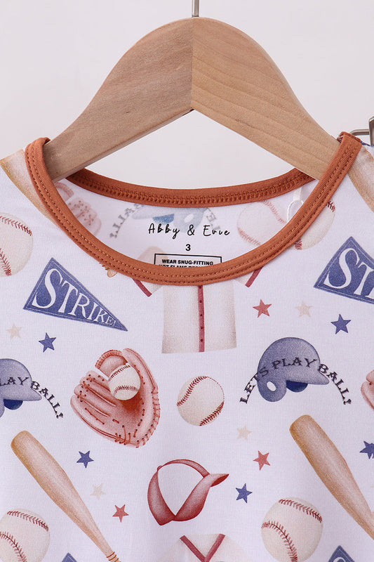 Brown baseball bamboo pajama set