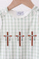 Green cross embroidery gingham jonjon