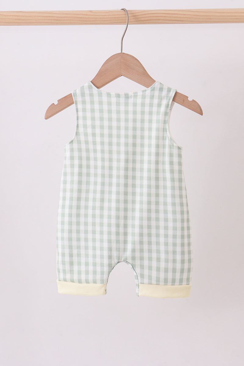 Green cross embroidery gingham jonjon