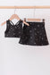 Black glitter skort set