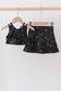 Black glitter skort set