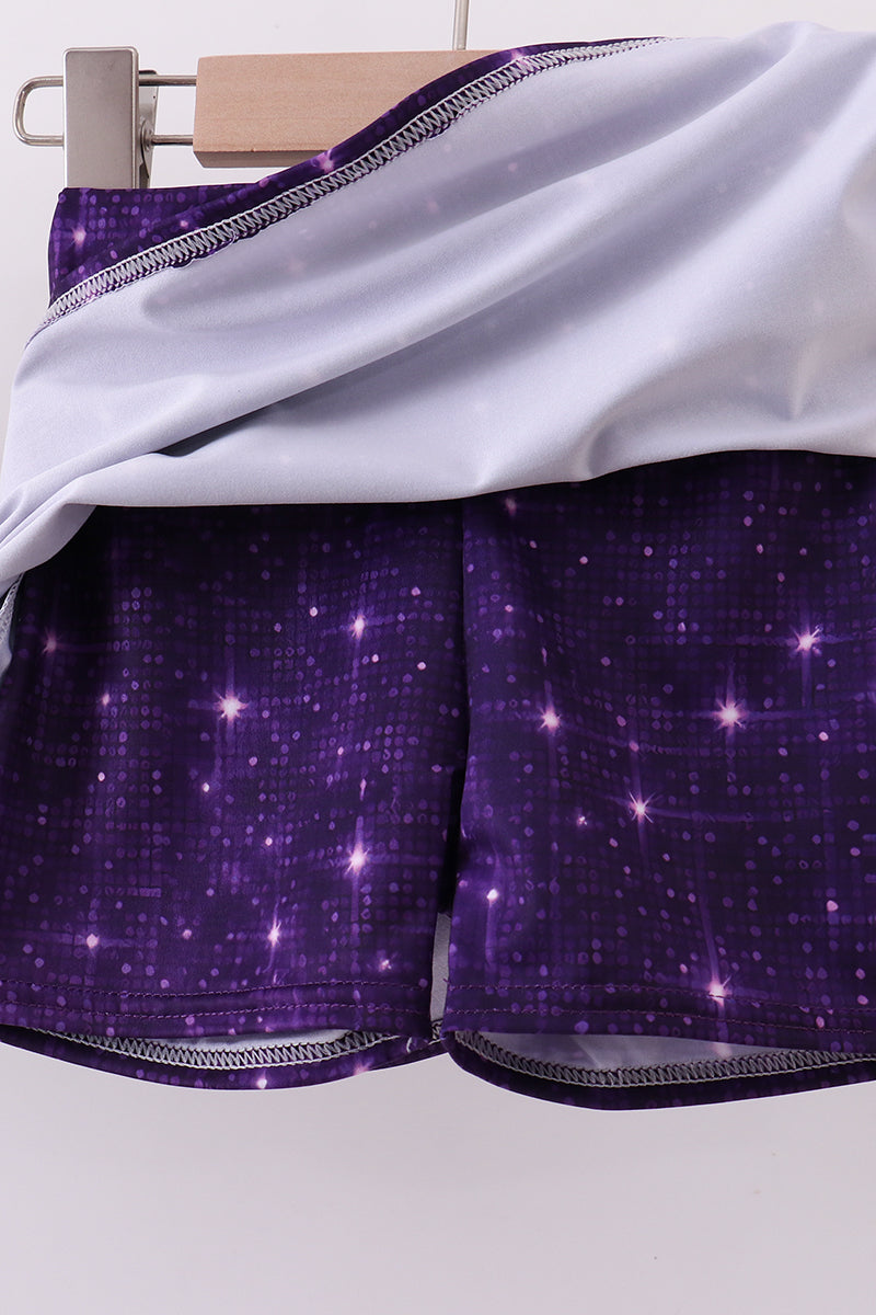 Purple glitter skort set