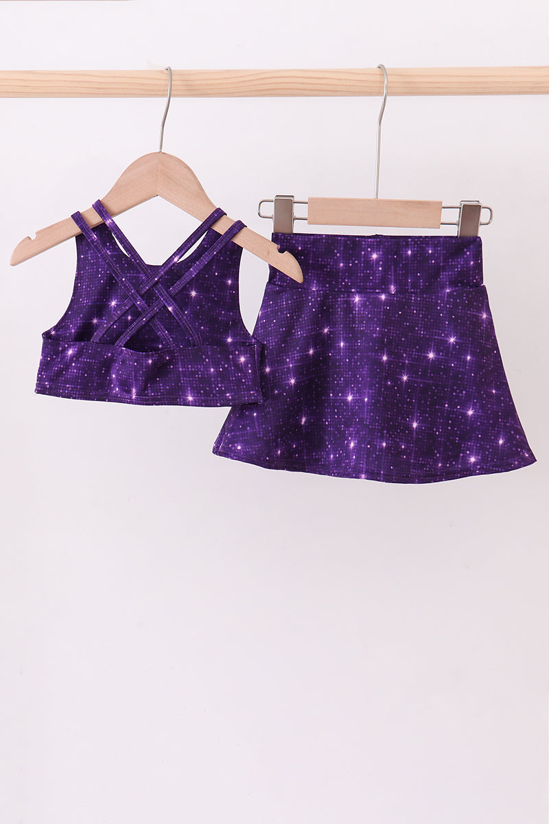 Purple glitter skort set