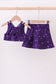 Purple glitter skort set