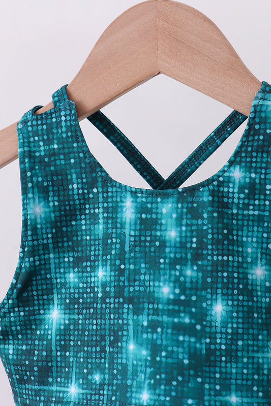 Teal glitter skort set