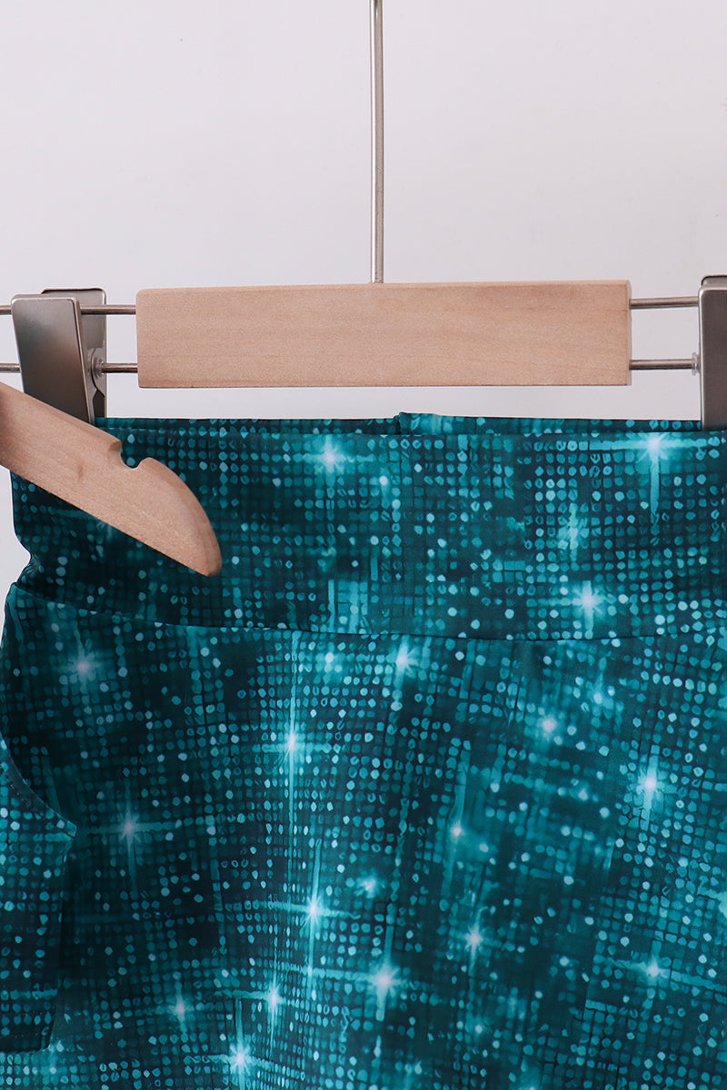 Teal glitter skort set