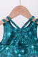 Teal glitter skort set