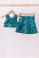 Teal glitter skort set
